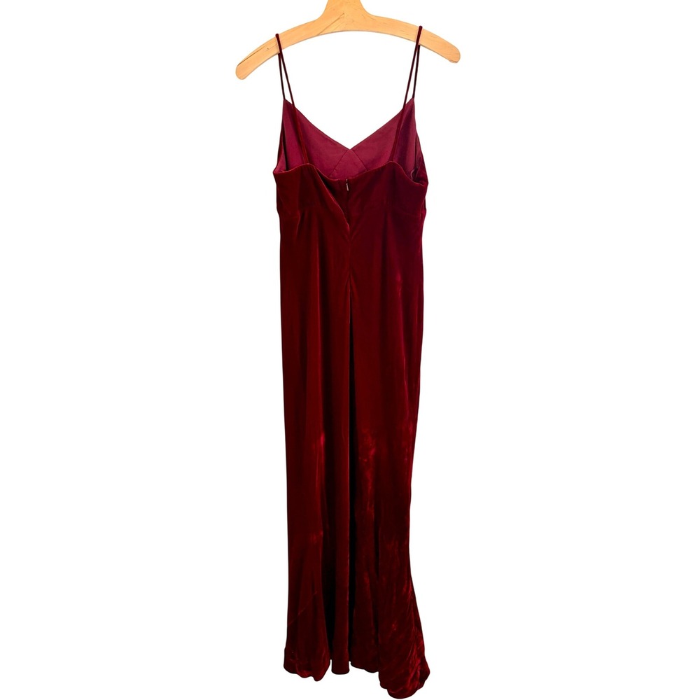 90s Vintage Ralph Lauren Silk Velvet Gown Size Medium M Burgundy Bias Cut Size - Picture 6 of 6